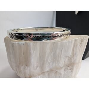 Brighton Bangle Bracelet Engraved Quote Floral Accents Hinged 2.5" Inner Dia
